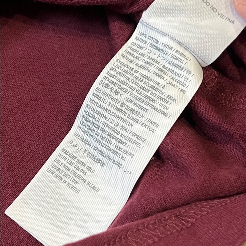 Abercrombie & Fitch Burgundy Henley Long sleeve Shirt with Navy Trim - Picture 6 of 7